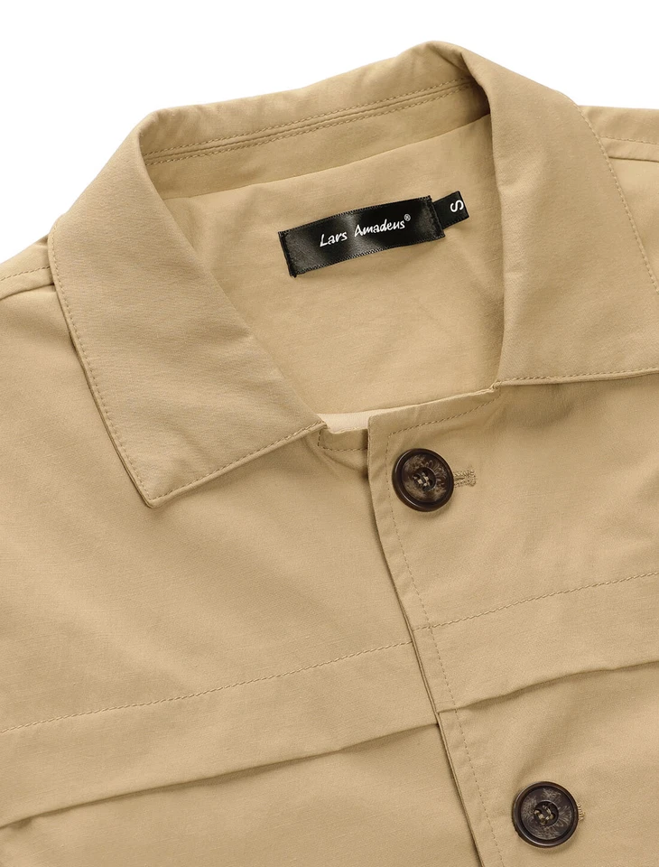 Men's lightweight simple buttoning trench coat jacket fitted fit - Image 3 of 4