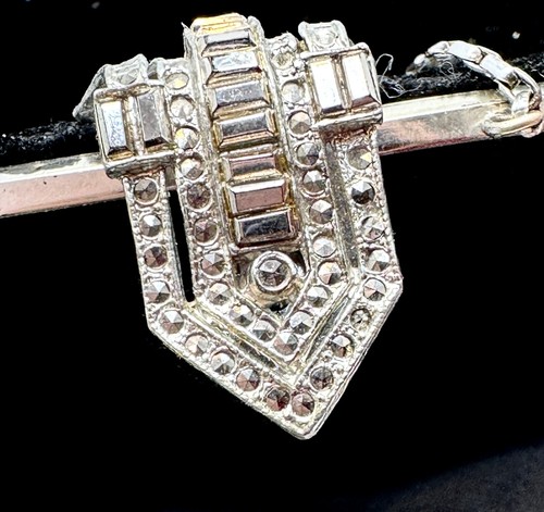 Antique Blue Sequin Purse Art Deco Clutch MARCASITE Clasp Sterling Chains & Coin - Picture 5 of 19