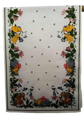 Country Farmhouse Easter Runner 40''x 15'' Traditional Bunny Chick Eggs Floral