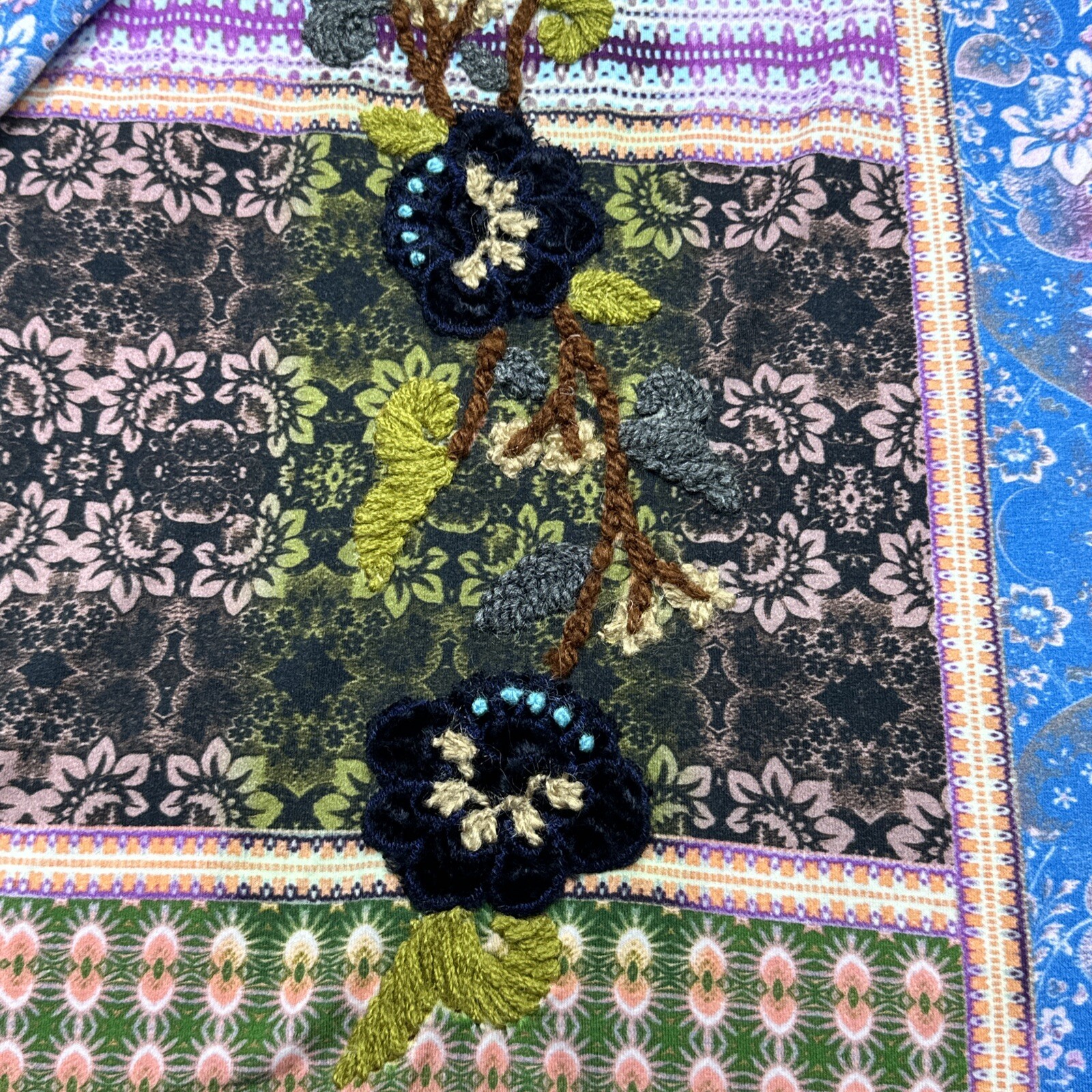 Sundance Poetic Patchwork Top Large Blue Floral B… - image 5