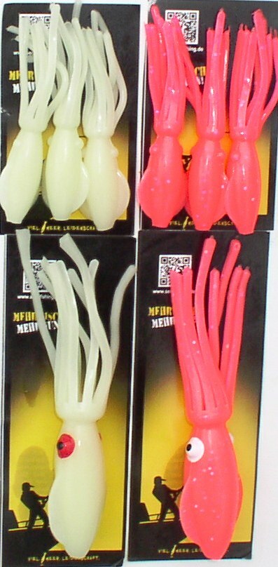 B2 Tintenfisch Imitate 7 & 10 cm, wunderschön, Squid, Naturköder-Vorfach, Leng