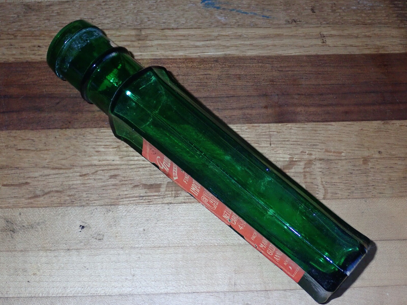 8 Side Emerald Green Capers Bottle Grandee Brand Red Label Mawer