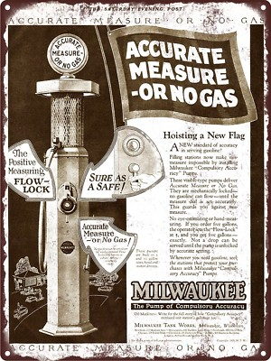 #ad #ad 1926 Milwaukee Tank Works Wisconsin Gas Pump Garage Metal Sign 9x12quot; 60647 $24.95