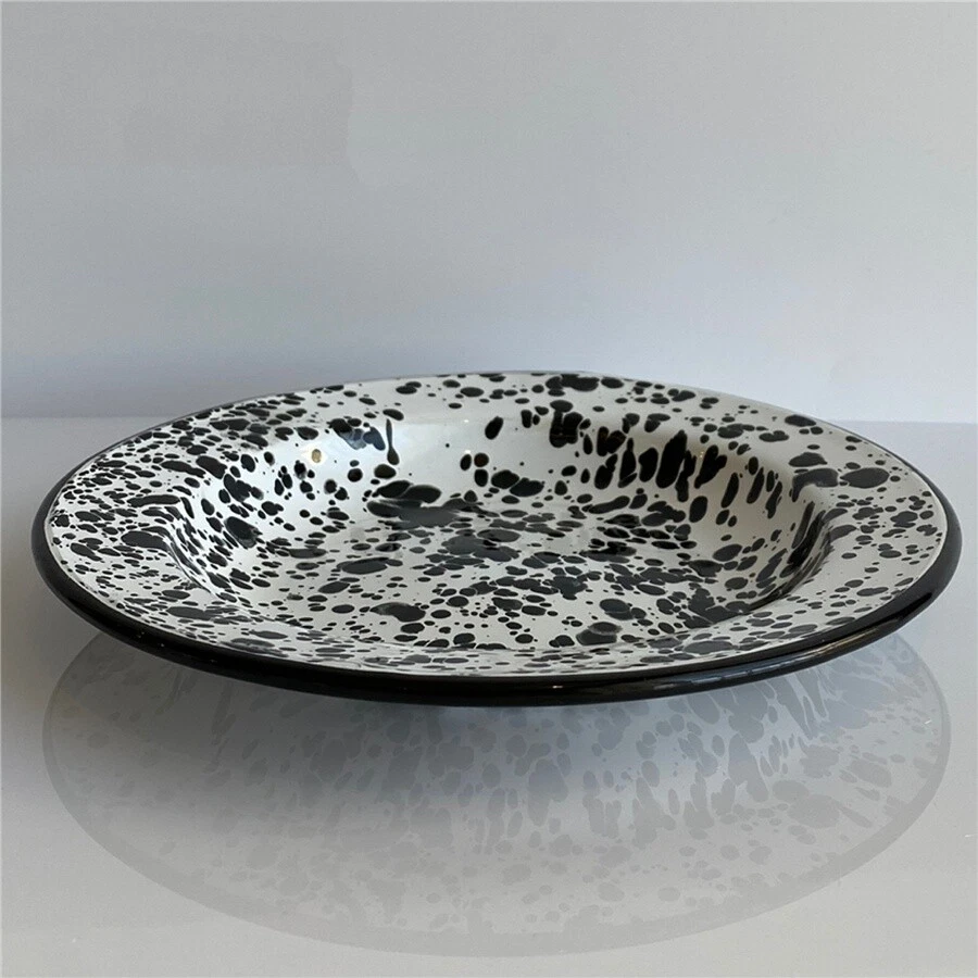 Emaille Marmor Salat Schüssel Teller Löffel Becher Tasse Handbemalt Essen Küche - Bild 4 von 4