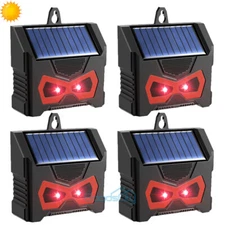 2/4X Animal Repeller Ultrasonic Solar Bird Dog Cat Skunk Deer Raccoon Repellent
