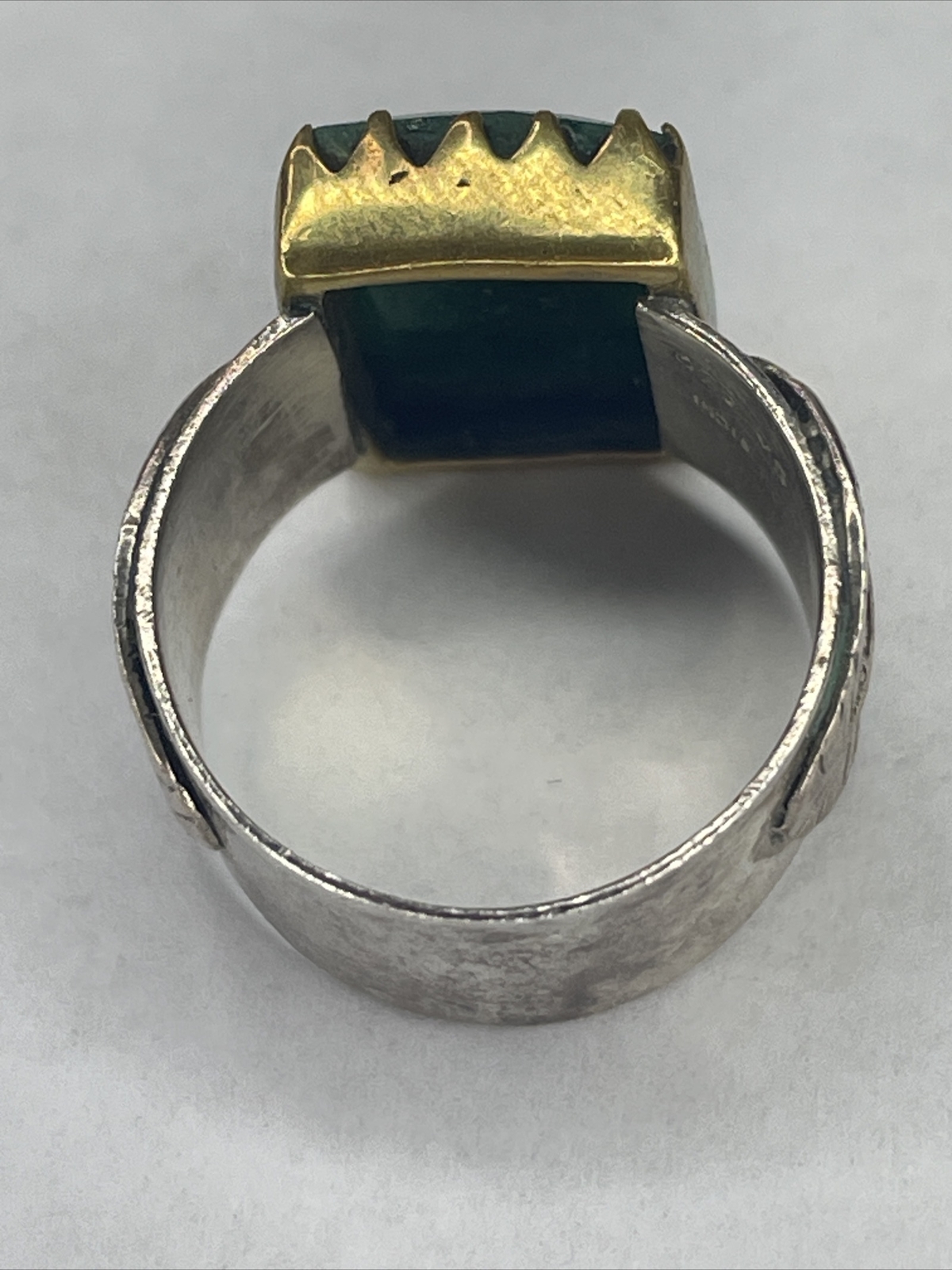 Solid Sterling Banded Ring With Brass Accented Gr… - image 4