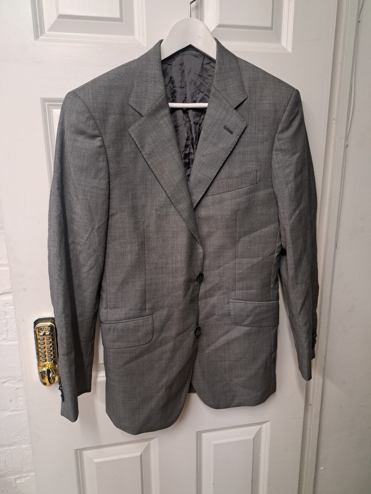 Tuta TM Lewin grigio antracite UK 36 corta Savile fila lana 2 pezzi London Jermyn.