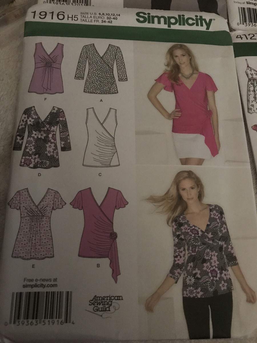 Simplicity Summer Tops Dress Lot Of 4 Sizes 6-14 UNCUT 4127 2373