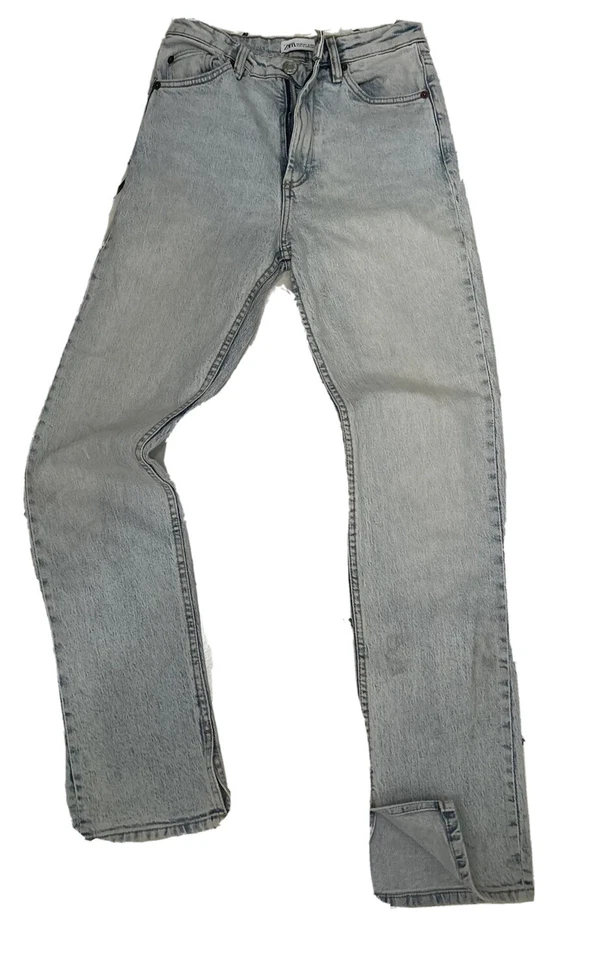 JEAN FEMME ZARA BLEU DELAVE COUPE BOYFRIEND TAILLE HAUTE TAILLE US 26 FR 36 - Photo 1/4