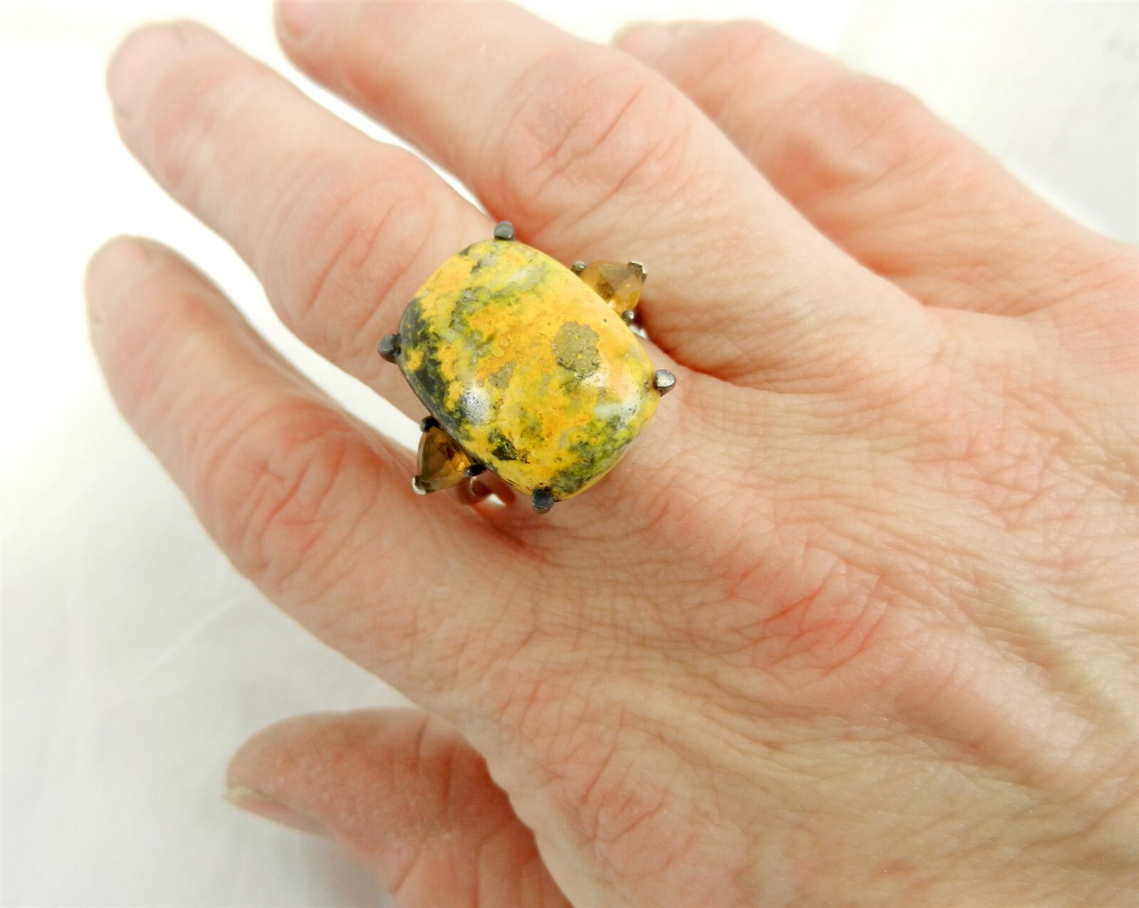 STS Sterling Statement Ring Bright Yellow Serpent… - image 7