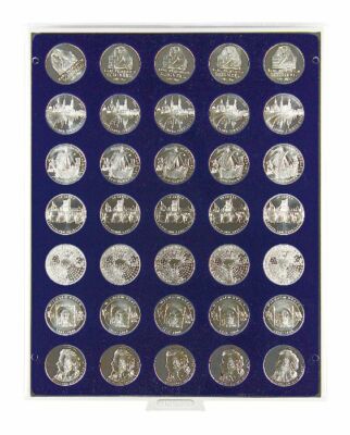 Lindner-2111M-Coin Box Marine Blue 35x 32.5 mm 10 DM & 10 20 EURO