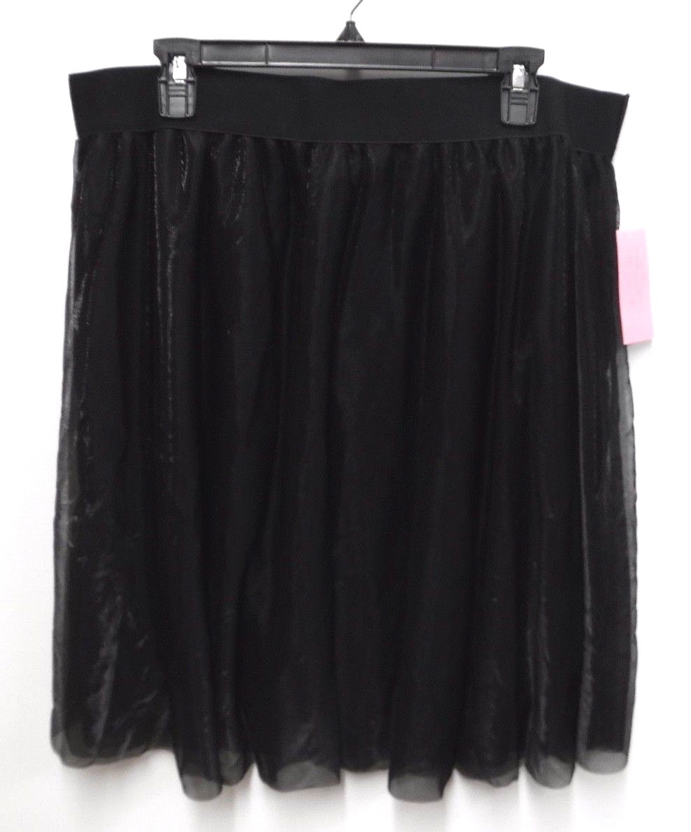 Metrowear Midi Skirt Womens Size 1X Black Shimmering Striped Weave Mesh New-image