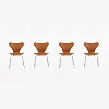 Set of 4x 1969 Arne Jacobsen Fritz Hansen Series 7 Handstiched Leather Chairs   
