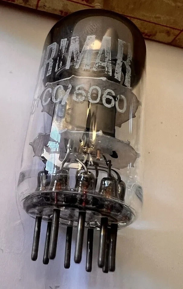 Tubo de audio placas negras Brimar 'T' E81CC 6060 RARO Foto 3 de 4