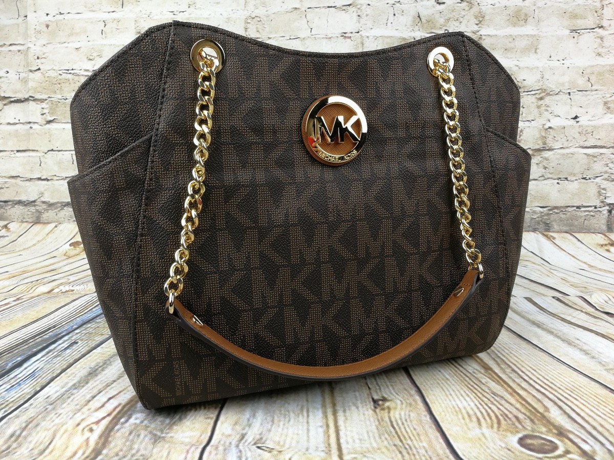 Michael Kors Jet Set Travel Lg Chain Shoulder Tote MK Logo
