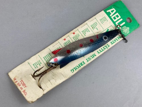 NEW OLD VINTAGE STOCK CARDED ABU TOBY 18g BGL SWEDEN PIKE SALMON SPOON LURE - Picture 2 of 5