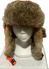CrownCap Rabbit Fur Trapper Hat Ushanka Ear Flap Winter Hunting Lined
