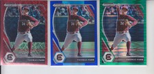 3 -2021 Prizm DraftThomas Farr RC Red Velocity, Carolina Blue Green Pulsar 150