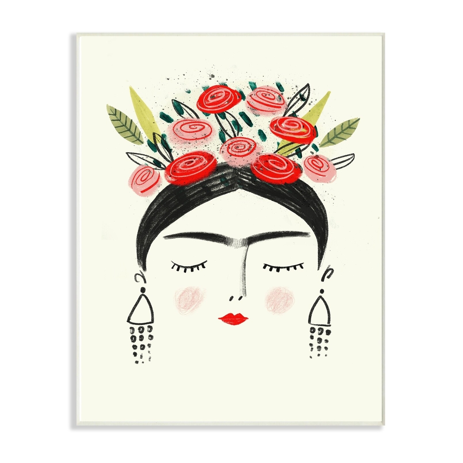 Stupell Frida's Dreams Bright Black Red and Pink Floral   13 x 19