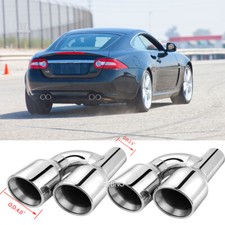 Pair 2.5"Inlet Dual 4"Out Exhaust Tip Dual Wall Weld-On Stainless For Jaguar XK