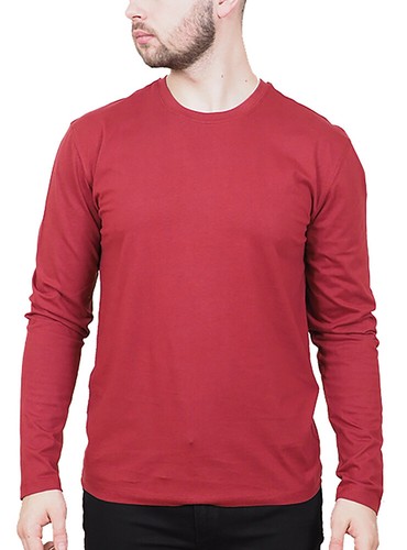 Mens Long Sleeve Cotton T-Shirt Regular Fit Crew Neck or Henley Top Lounge Work - Picture 7 of 72