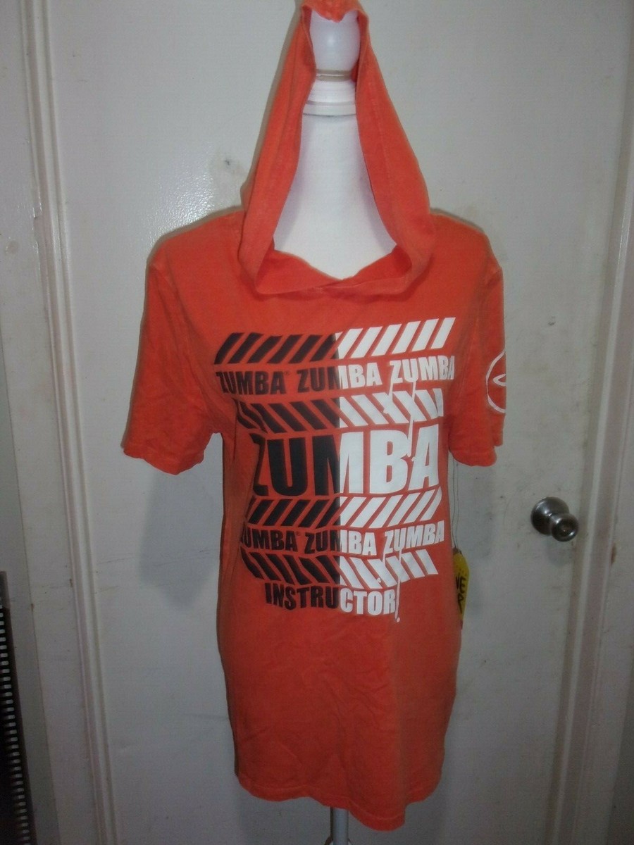 Zumba Wear Short Sleeve Hoodie Tee Shirt - Orange ~ Sizes XS
