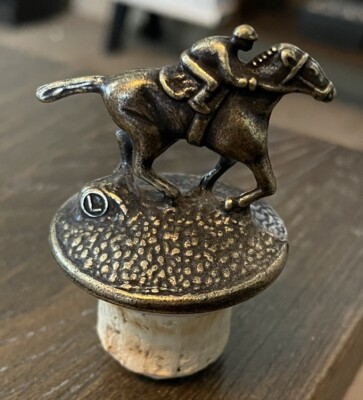 Blanton s Bourbon Whiskey Cork Bottle Stopper w/ Race Horse & Jockey Letter  L 