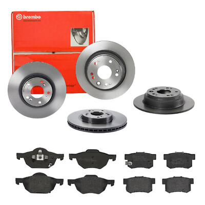Brembo | Bremsscheiben Coated + Bremsbeläge Vorne und Hinten für Honda Accord 7