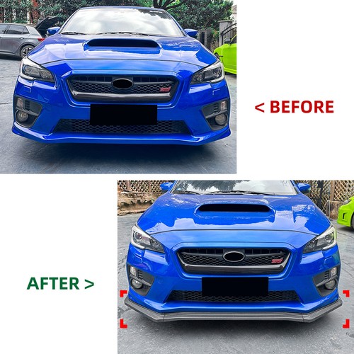 Front Bumper Spoiler Splitter Lip Kit For Subaru WRX STI VA 2015-21 Gloss Black - Picture 6 of 10