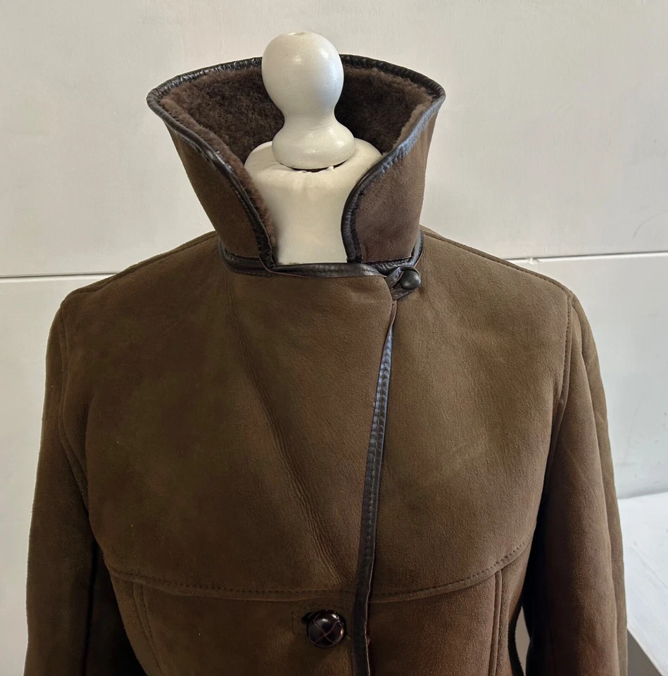 AVALON Damas Abrigo Marrón Vintage Piel de Oveja Chaqueta Glastonbury Reino Unido Talla 14 Hecho en el Reino Unido Foto 2 de 4