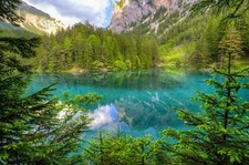 Landscape nature green lake mountains forest turquoise Custom Gaming Mat Desk