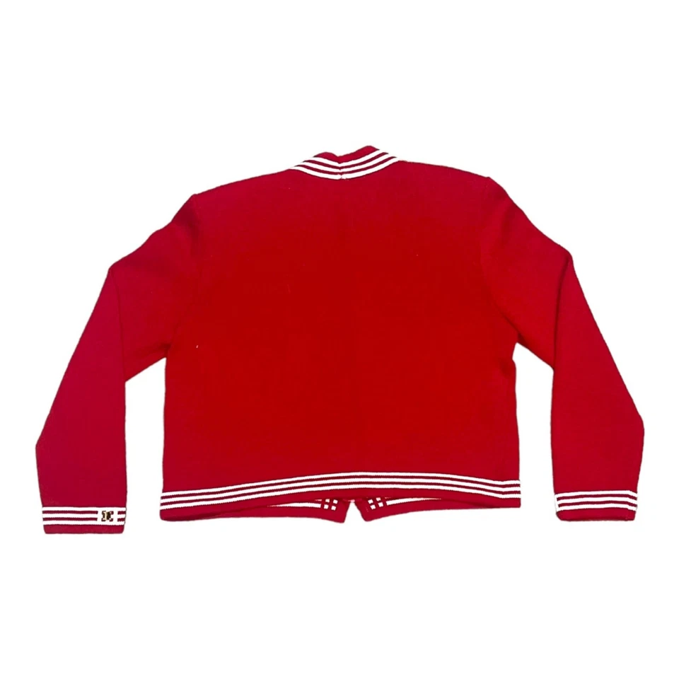 St John Chaqueta Punto Rojo Blanco Ribete Traje Blazer Talla 6 Pequeña Chaqueta Formal Foto 4 de 4