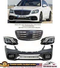 2018+ S63 AMG Front Bumper Headlights Conversion Grille Body S550 2014-2017