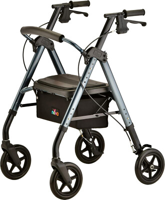 NOVA Star Deluxe Rollator Walker - Extra Wide 8'' Wheels, Blue - Open Box