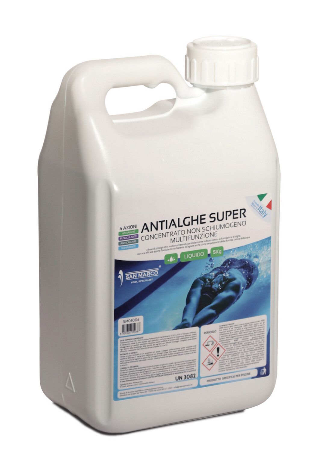 Antialghe concentrato per piscina con schiarente anticalcare e flocculante