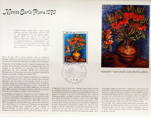 MONACO FEUILLET PHILATÉLIQUE CEF 103 VINCENT VAN GOGH LES FRITILLAIRES - Picture 4 of 4