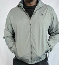 US Polo Mens Rain Jacket Windbreaker Packable Outerwear Golf Coat Sizes S M L
