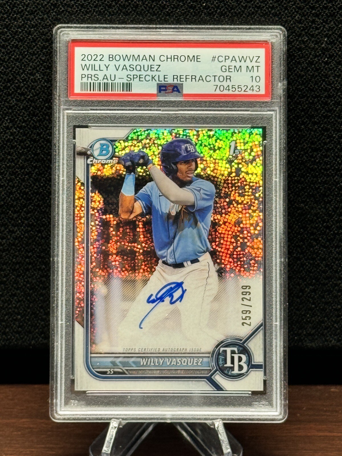 Willy Vasquez 2022 Bowman Chrome 1st Speckle Refractor Rookie Auto PSA 10 #/299