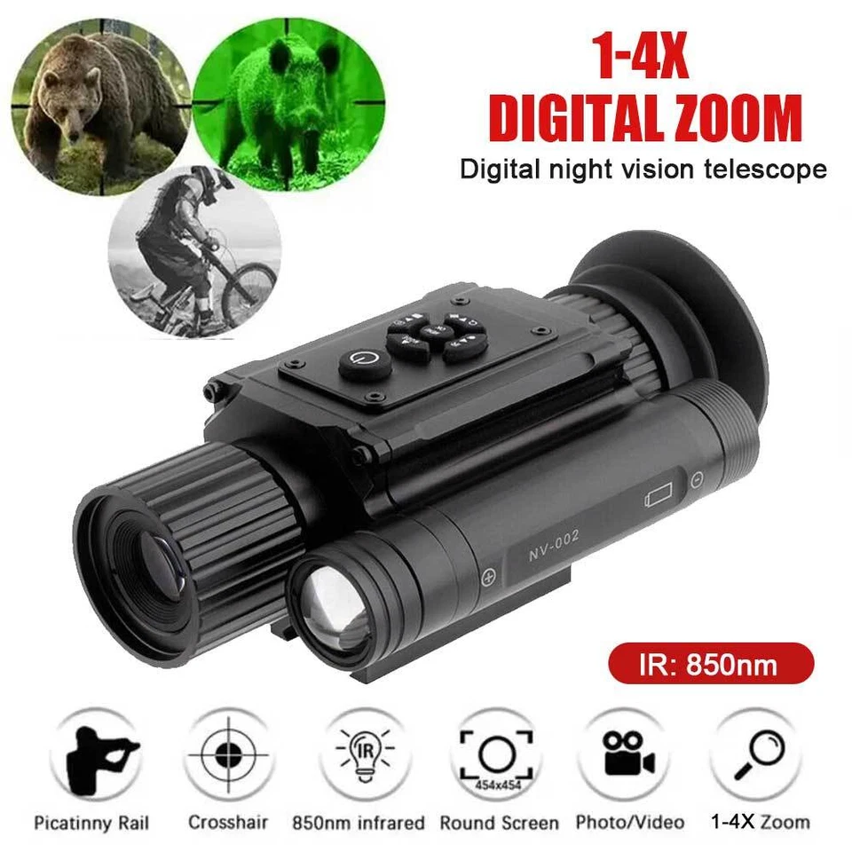 1-4x Zoom infrared Night Vision Monocular Sight Rifle Scope 850nm Hunting IR Cam - Image 2 of 4