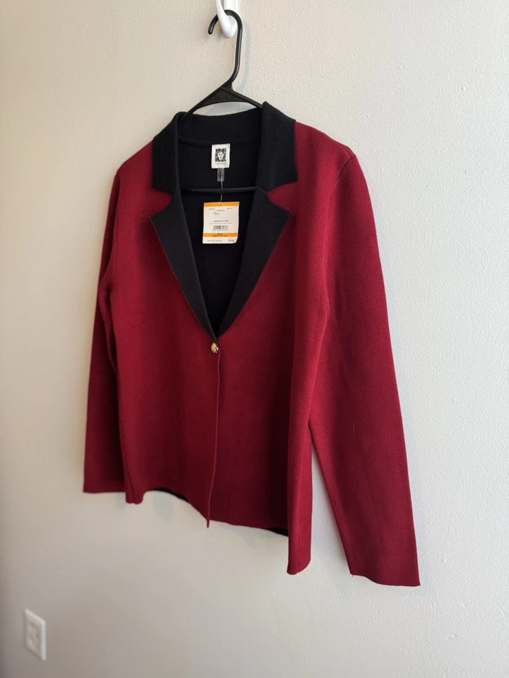 Blazer Anne Klein Nuevo con Etiquetas Elegante Para Mujer Rojo y Negro Talla S Foto 4 de 4