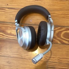 Silver Black Over-Ear Headband Headset Double Ear Boom Microphone