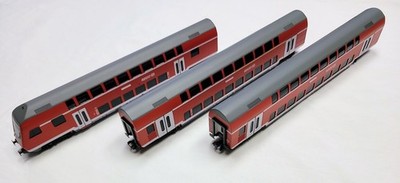 New Marklin H0 DB Regio Bi-Level Regional 3 Coach Set w/ Lit Cab Car Taillights