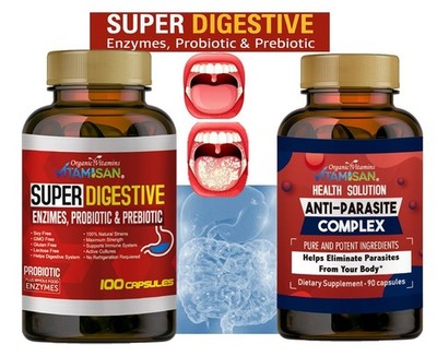 Probiotic Intestinal  Caps Natural Flora Balance AntiParasite detox support