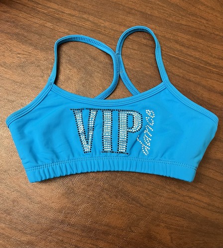 VIP Dance Sparkle Rhinestone Dance Sports Bra Youth Medium Dancewear Crop Top