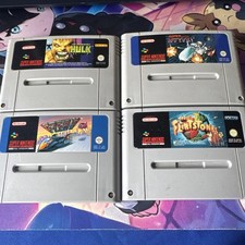 SNES Super Nintendo Cart Bundle, Hulk, Fzero, R Type , Flintstones