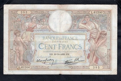 100 Francs Luc Olivier Merson 20.10.1938 Etat TB - Photo 1/2