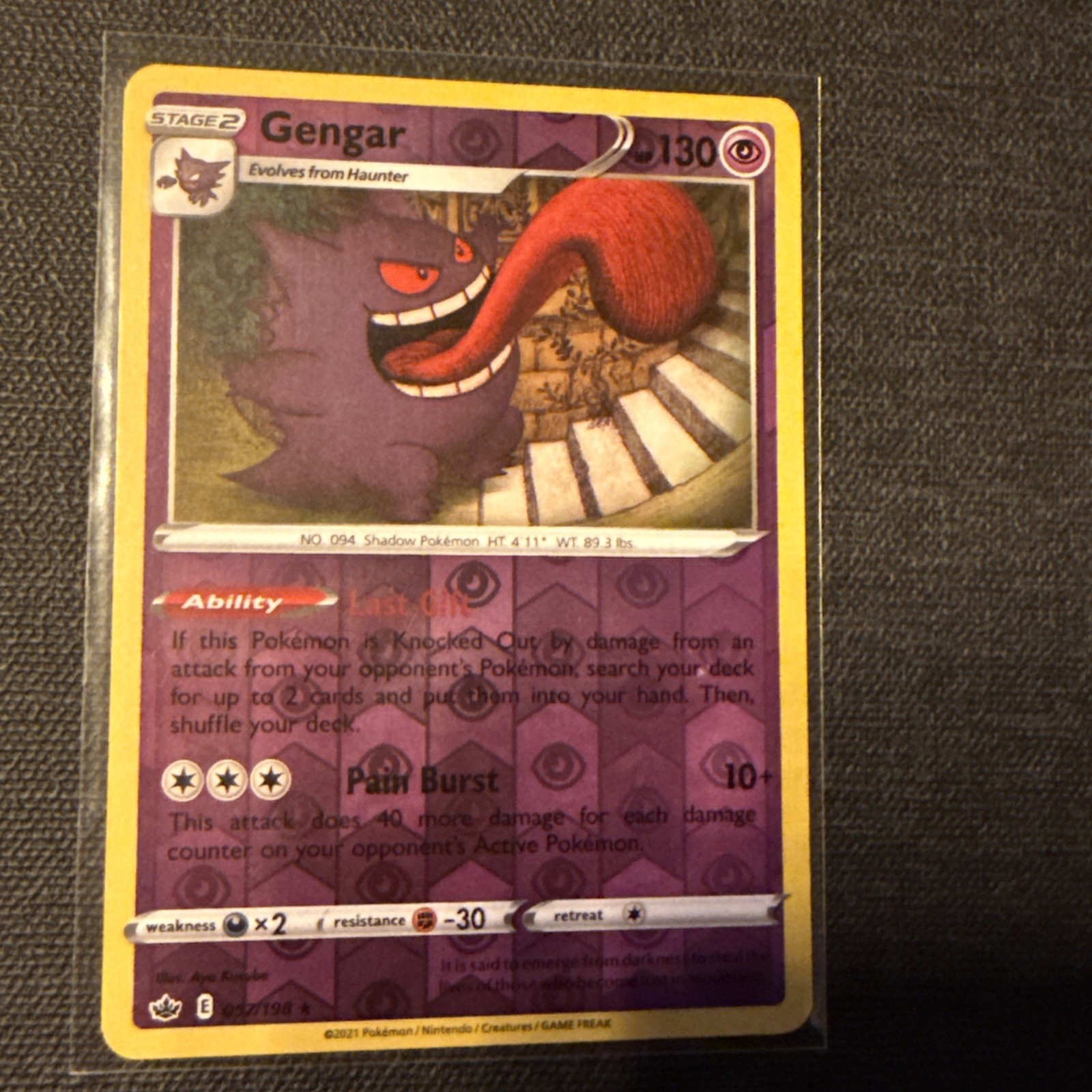 Pokemon Chilling Reign Gengar Reverse Holo Foil Card Rare 57/198