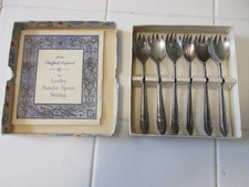 Loxley SUNDAE SPOON Setting Electroplated Nickle Silver MS EPNS Six (6) in Box