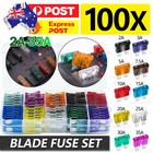 100 Standard Blade Auto Car Assorted Fuses Assortment Kits Sets 2A-35A With Box