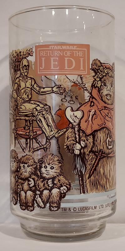 1983 Star Wars Return Of The Jedi Glass Burger King Coca Cola C-3PO Ewok R2D2